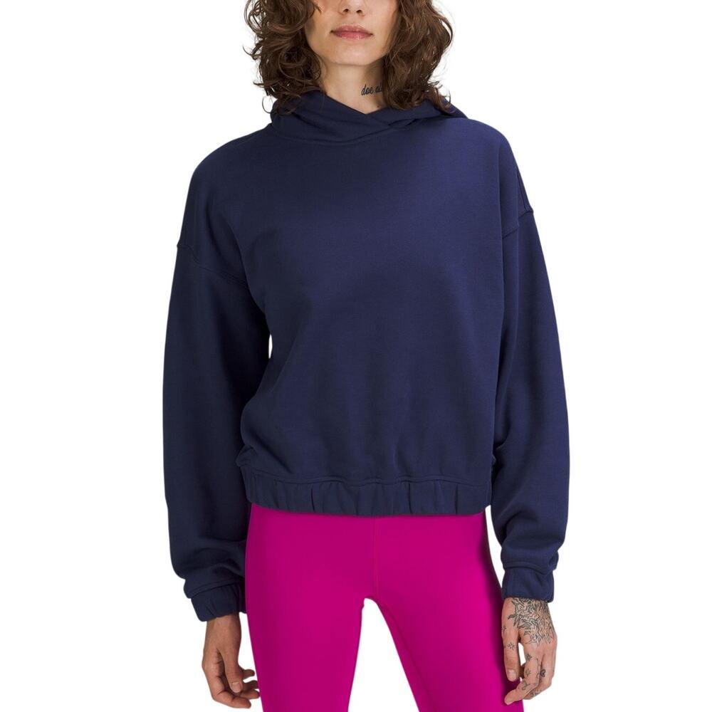 Lululemon Cozy Navy Blue Relaxed Cropped Hoodie Size 8